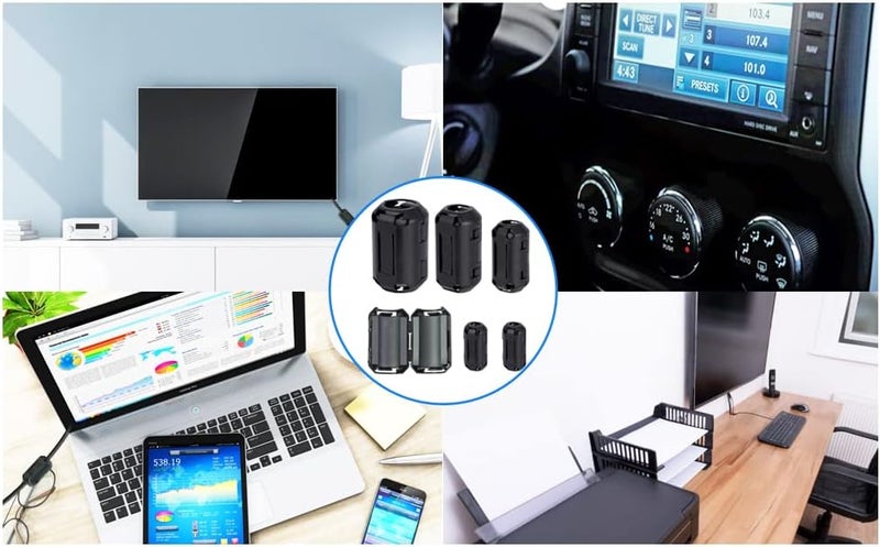 UU TOJOIN TOJOIN 20PCS Ferrite Bead Clip on Ferrite Core RFI EMI Noise Suppressor Ferrite Rings Cable Clip for Phone, TV, Speaker, USB Radio, Audio Equipment 5mm Inner Diameter Black - Image 5